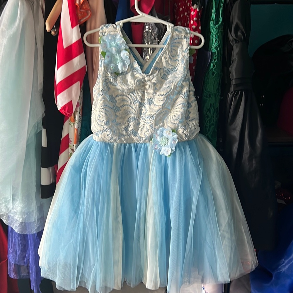 weissman blue white flower ballet dress